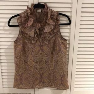 J crew silk top with ruffles. Size 0